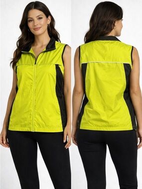 🌼 NWT Tri Mountain Performance Women's Lime Green  Zip-Up  Windbreaker Lrg